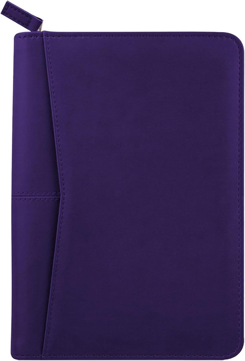 Gorbado Small Portfolio Organizer, A5 Zippered Business Portfolio, Junior Padfolio Folder Binder for Women & Men, 5 x 8 Writing Pad Included, Dark Purple - Image 3